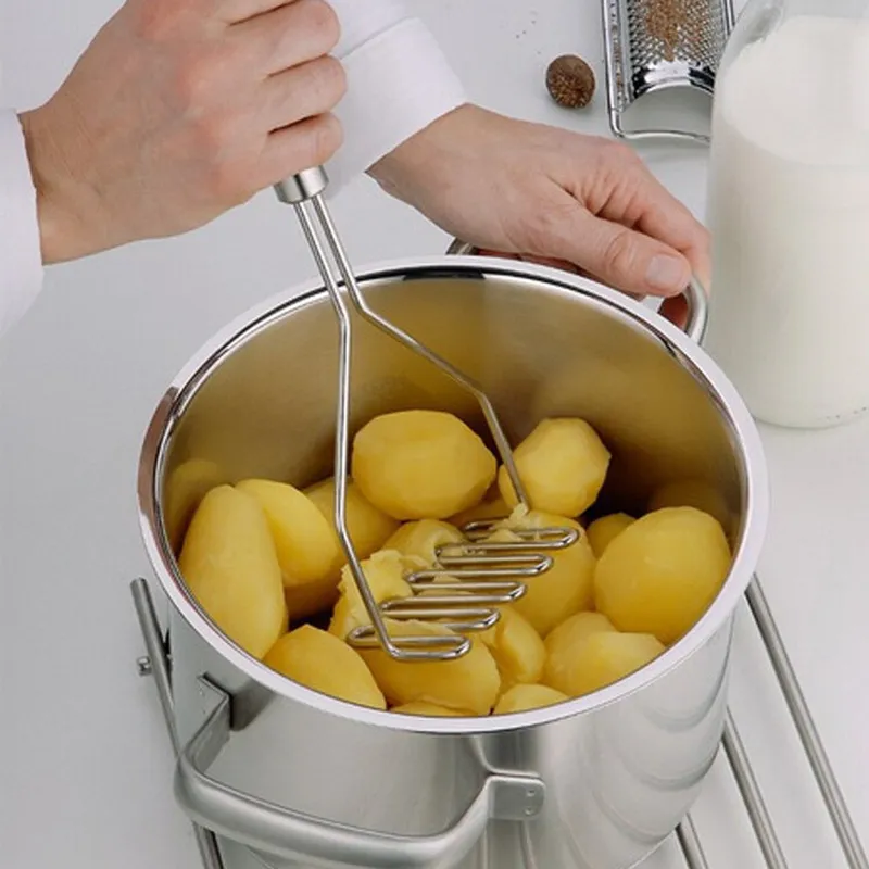 Presse-purée Manuel En Inox - Compact 29,5x14,5x9,2 Cm, Ergonomique, Facile à Nettoyer, Pour Légumes Et Fruits - 5