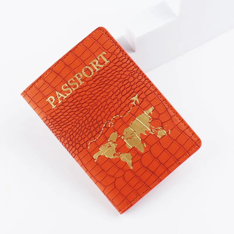 10 قطع حامل البطاقة السفر التمساح grainleather خريطة يطبع جواز سفر غطاء مزيج اللون