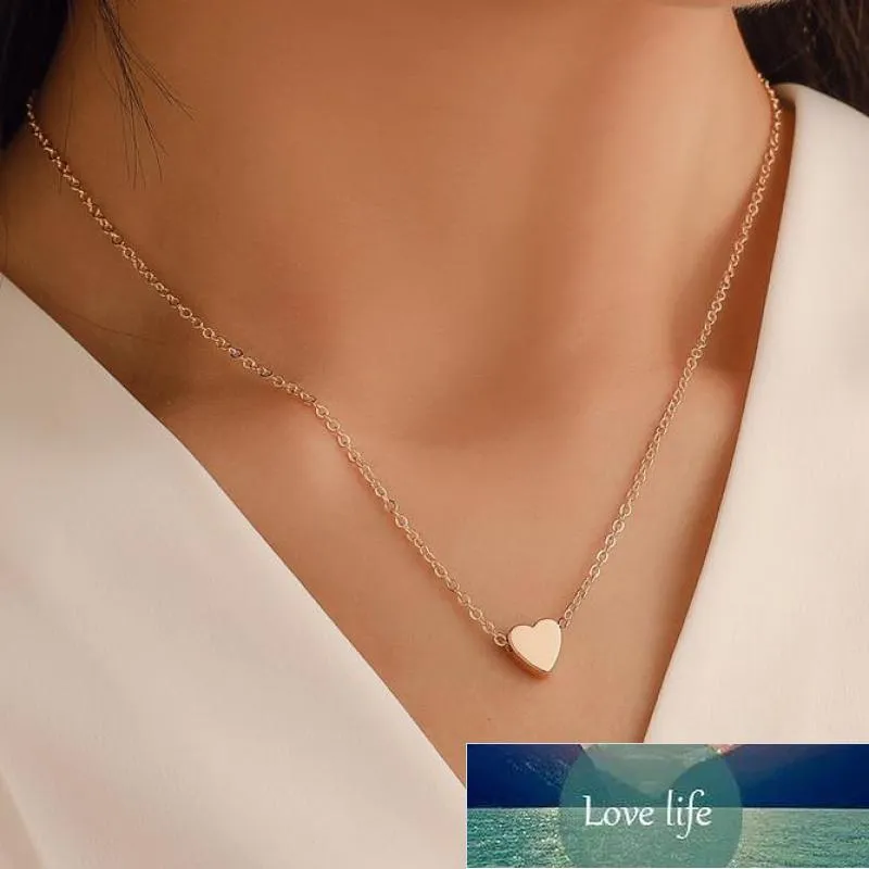 Peach Heart Choker Necklace Simple Mini Pendant For Womens