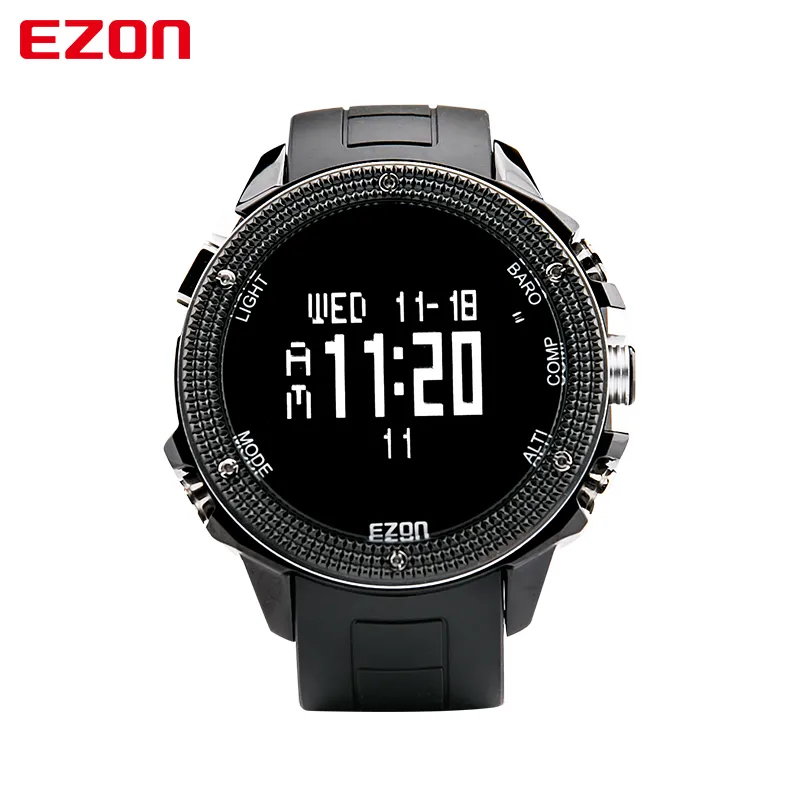 Beroemde horloges Ezon H501 Outdoor Wandelen Hoogtemeter Kompas Barometer Big Dial Sport Watche voor Mannen