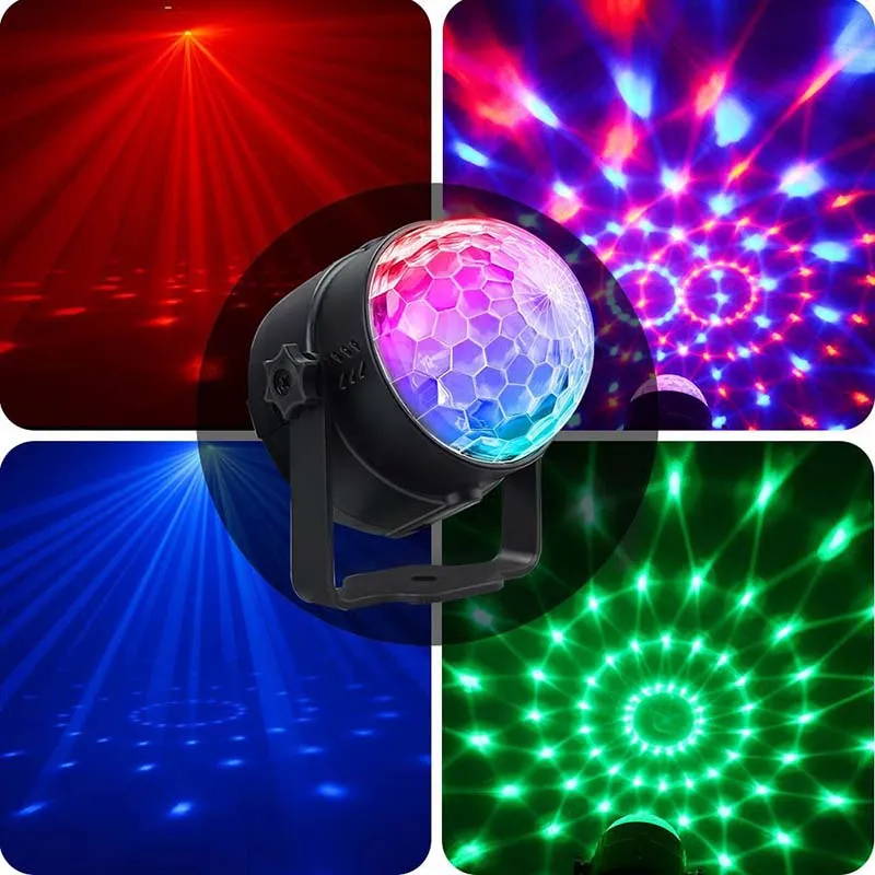 Mini boule disco rvb 10W Led lampe de scène effets LED DJ KTV lumière Laser fête lumières son IR télécommande projecteur de noël