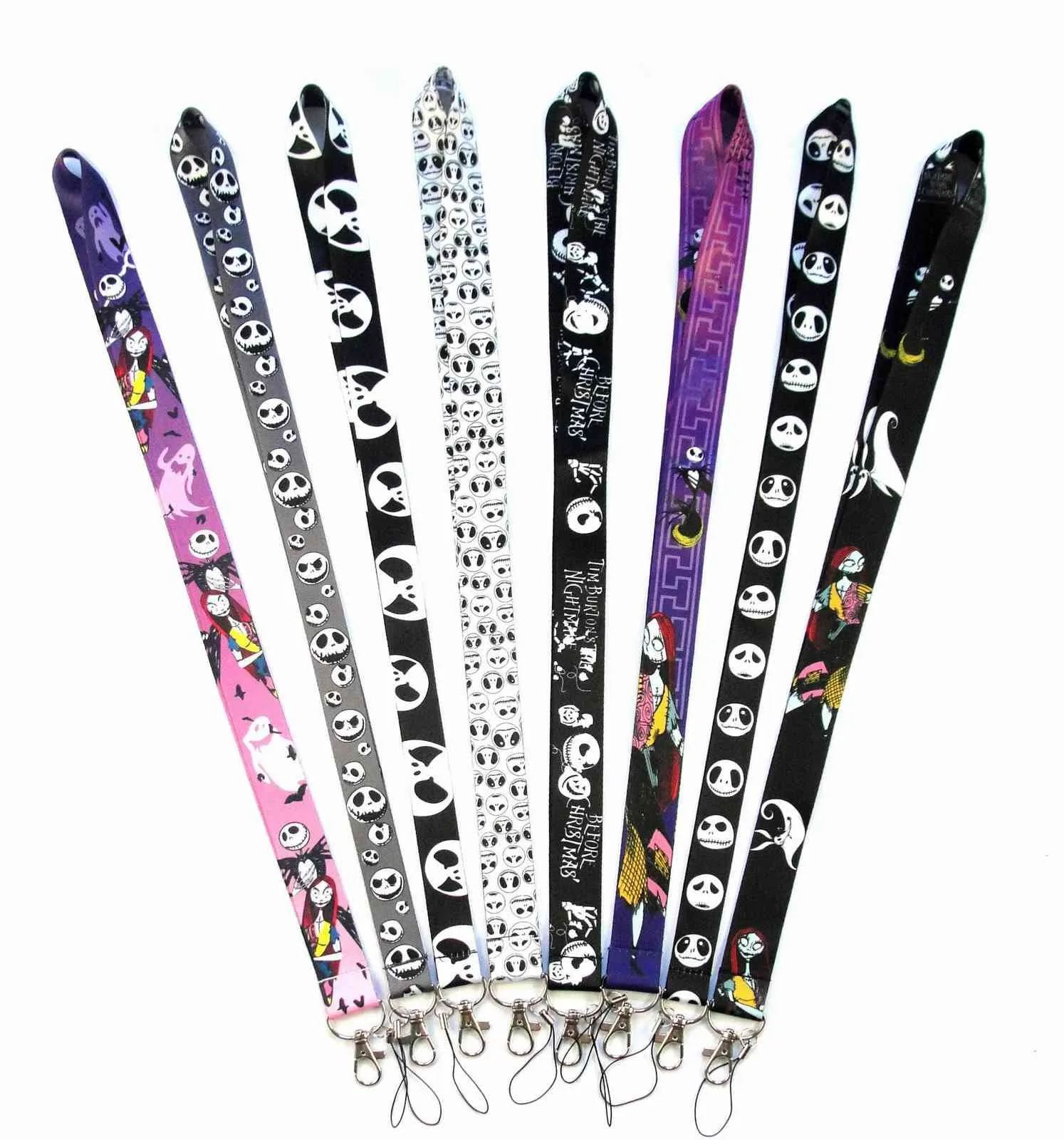 10pcs Halloween Phone Keychain Cartoon Tether Student CARD Work Key Chain Badges Card Polyester Lanyard Gift