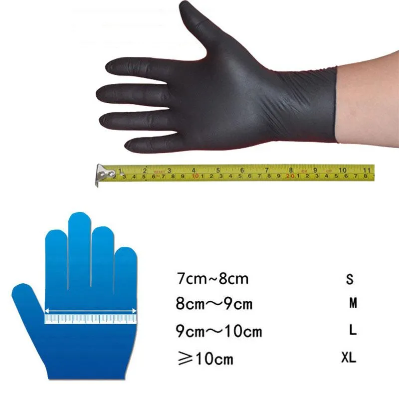 使い捨て手袋10pcs家庭用掃除用のブラックラテックスガーデンケータリングフードタトゥー282r