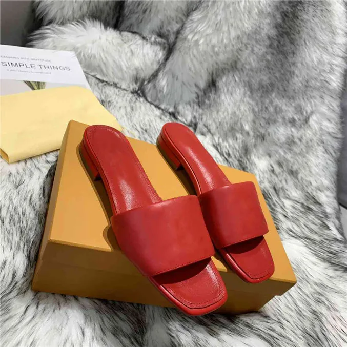 2021 Original Box Slipper Revival Flat Mules Skor 2021s Män Kvinnor Slides Sandaler Designer Svart Rosa Orange Blå Brun Vit Sommar Flip