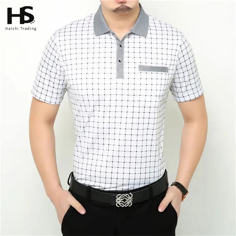 T-shirt à carreaux à manches courtes d'été avec paquet Casual Men Business Dress Cotton - Plus Size 2231 210706