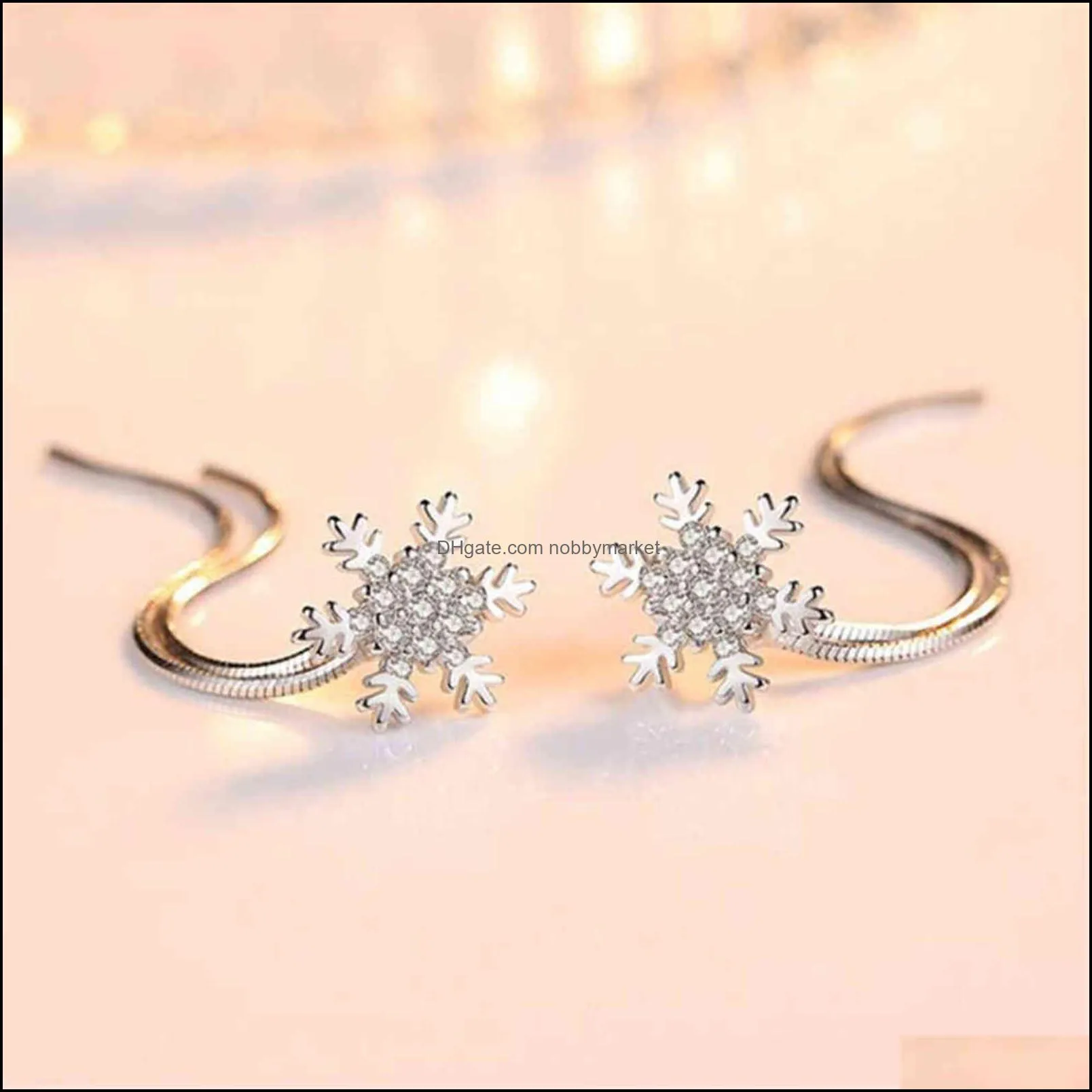 Nehzy 925 Sterling Silver New Jewelry New Woman Fashion Snowflake Hanging Style Exaggerated in the Long Female Drop Earrings