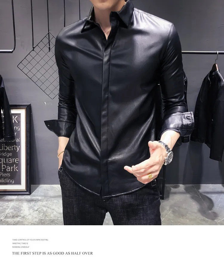 Camisa de cuero hombre shop