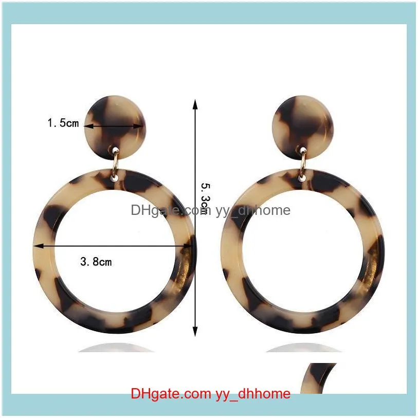 Yanxyad 2 Pair Acrylic Hoop Earrings Tortoise Mottled Statement Polygonal Drop For Lady Jewelry Gift & Huggie