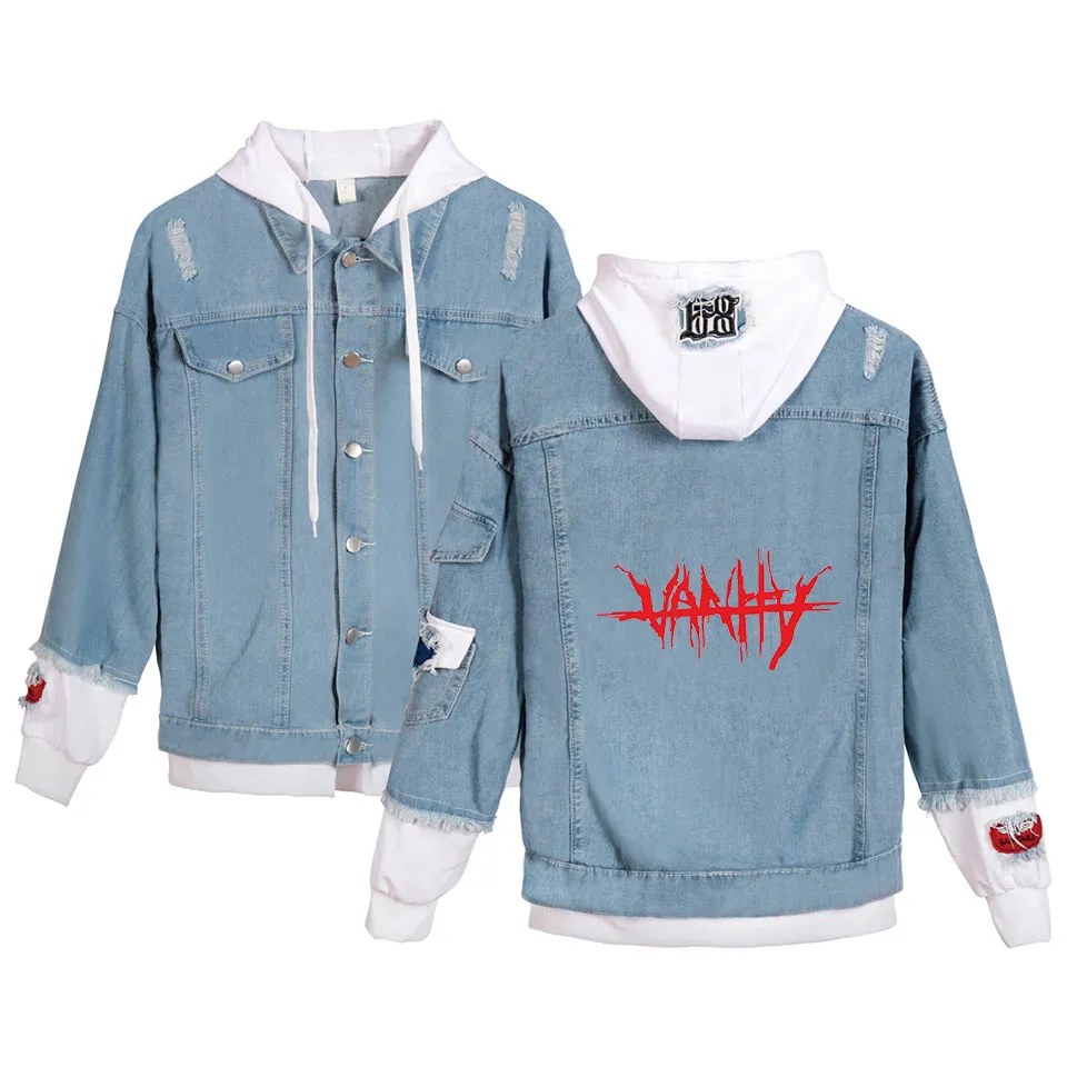 Juice wrld hooded top denim jacket