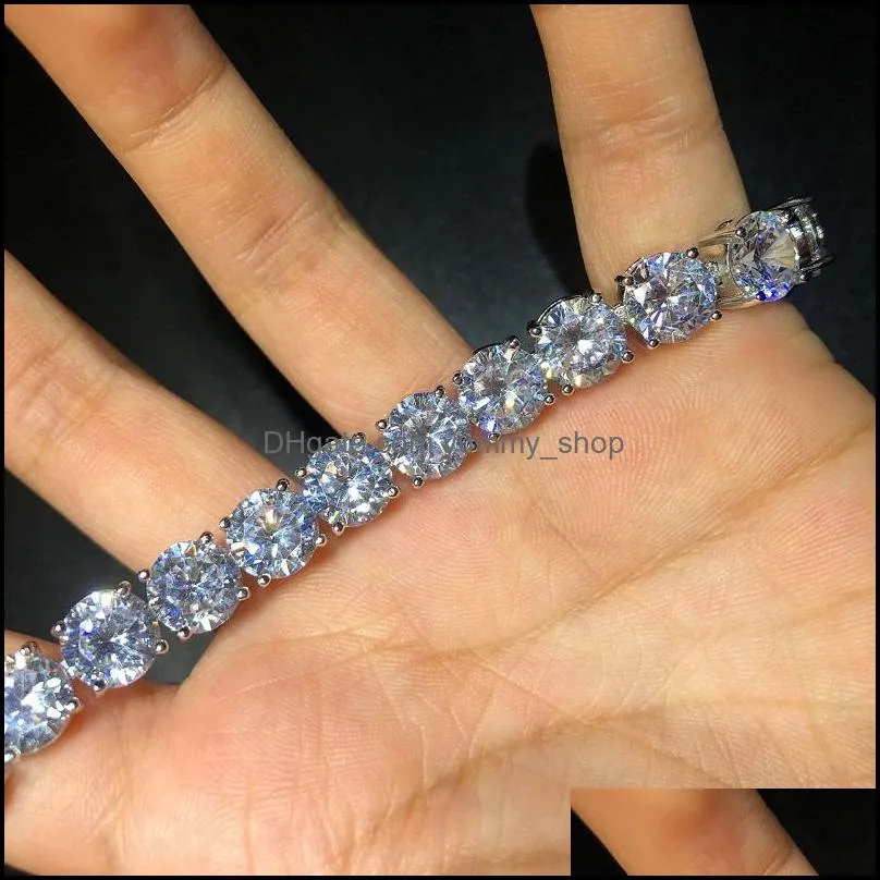 Iced Out Diamond Tennis Bracelets Mens Gold Silver Hip Hop Jewelry High Quality 8mm Zircon Bracelet