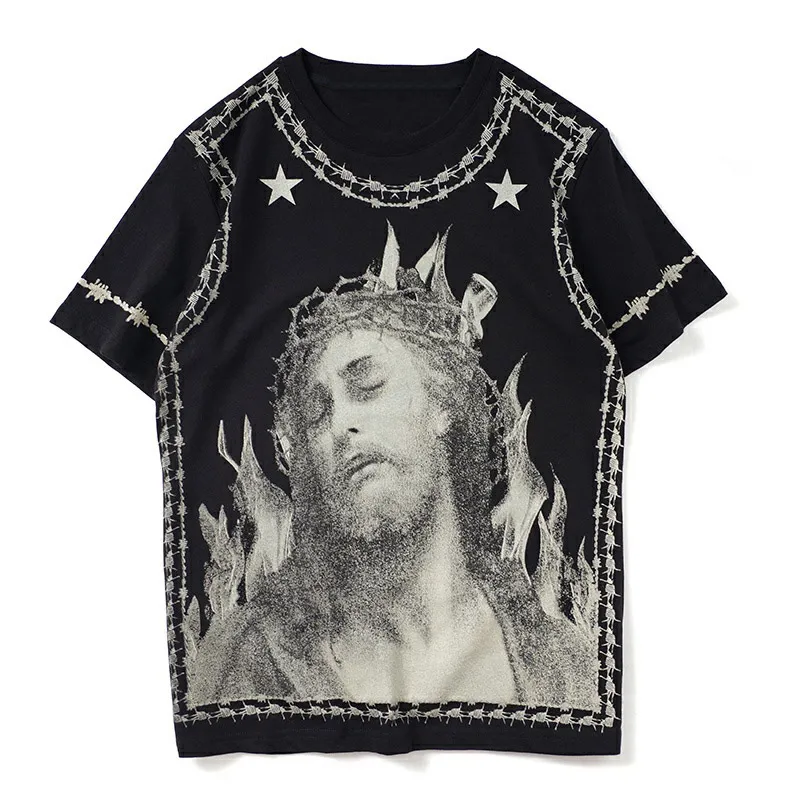 2023 Herrstylist T Shirts Portrait Print Fashion Men Summer Kort ärmar Högkvalitativa män Kvinnor T Shirt Size S-2XL