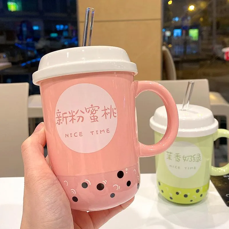 Delicate Glass Water Bottles Straw Cups with Stickers Cute Glass Coffee  Milk Straw Mugs - China Glass Cup and Glass Mug price