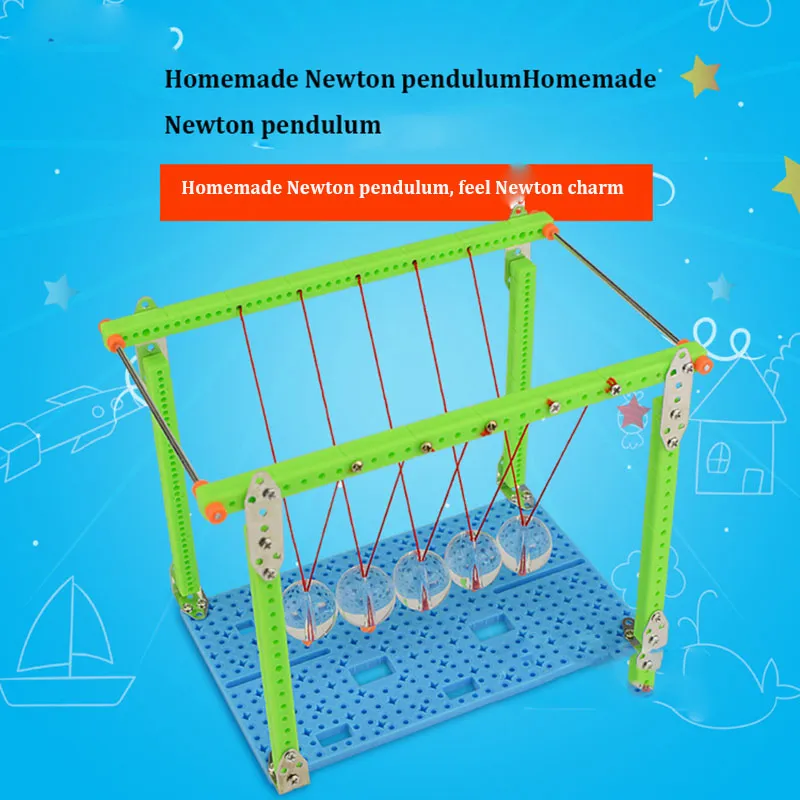 DIY Material Newtons Cradle Balance Ball Pendulum Physics Science Utrustning Primär Barnens manuella uppfinning