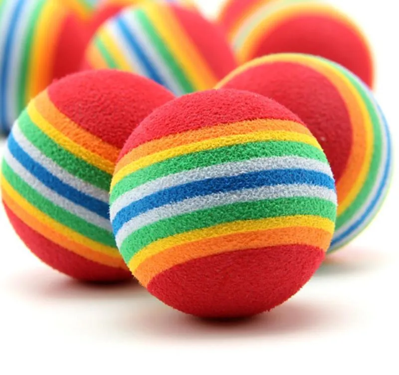 200 Uds. Diámetro 35mm juguetes interesantes y para gatos Super lindo Arco Iris bola dibujos animados juguete de peluche 186 S2