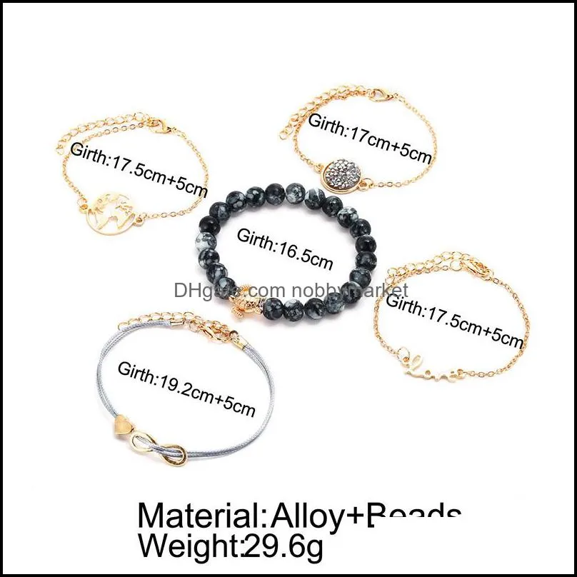 Boho Shell Geometric bracelets Set For Women Gold aircraft Map crystal Beads Charm Bangle Fashion vintage Jewelry Gift