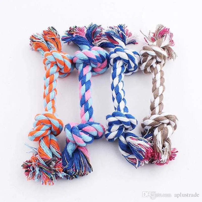 Pet Toy Cotton Braided Bone Rope Double knot cotton rope trumpet Chew Knot for Dog Puppy 