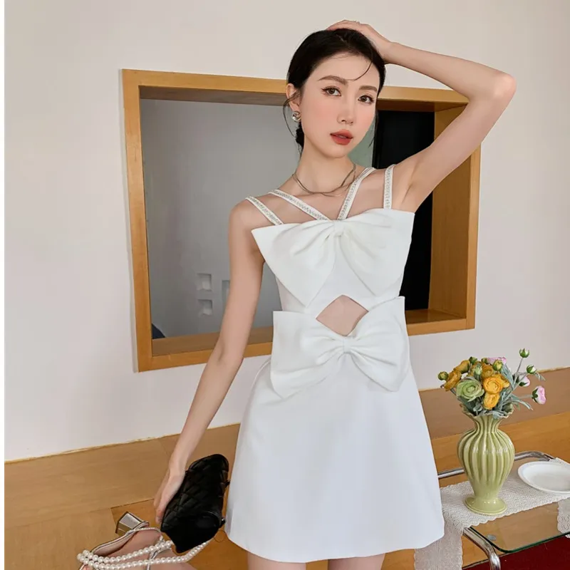 Shop White Summer Dresses: Sweet Bow Detail, High Waist Sling Dress -  Perfect for Summer! Best Seller! from Dhgate Basic & Casual Dresses - price  69.75