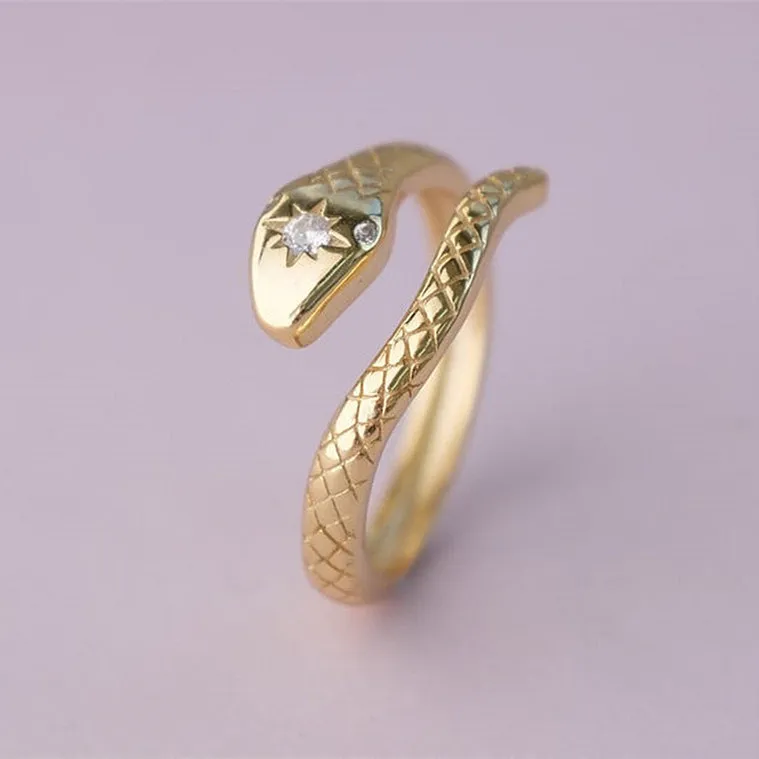 925 Sterling Silver Justerbar Snake Ring Girl Women Silver Gold Tone Animal Ring Fabrikspris RI2103051