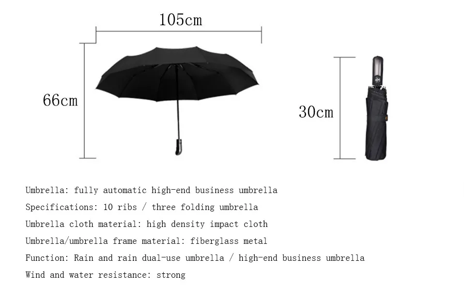 Full Automatic Oversize Reinforced Umbrella Three Folding Male Female Parasol Umbrella Rain Women Windproof Business Umbrella (3)