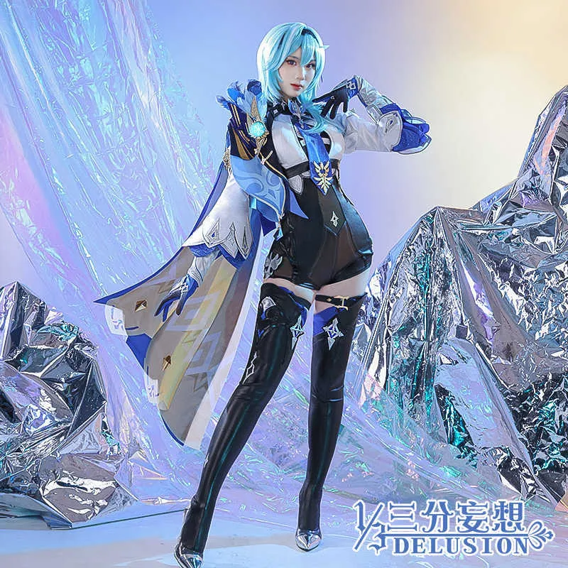 Anime Genshin Impact Eula Game Suit Uniform Cosplay Costume Halloween Carnival Costume For Women 2021 New Y0903