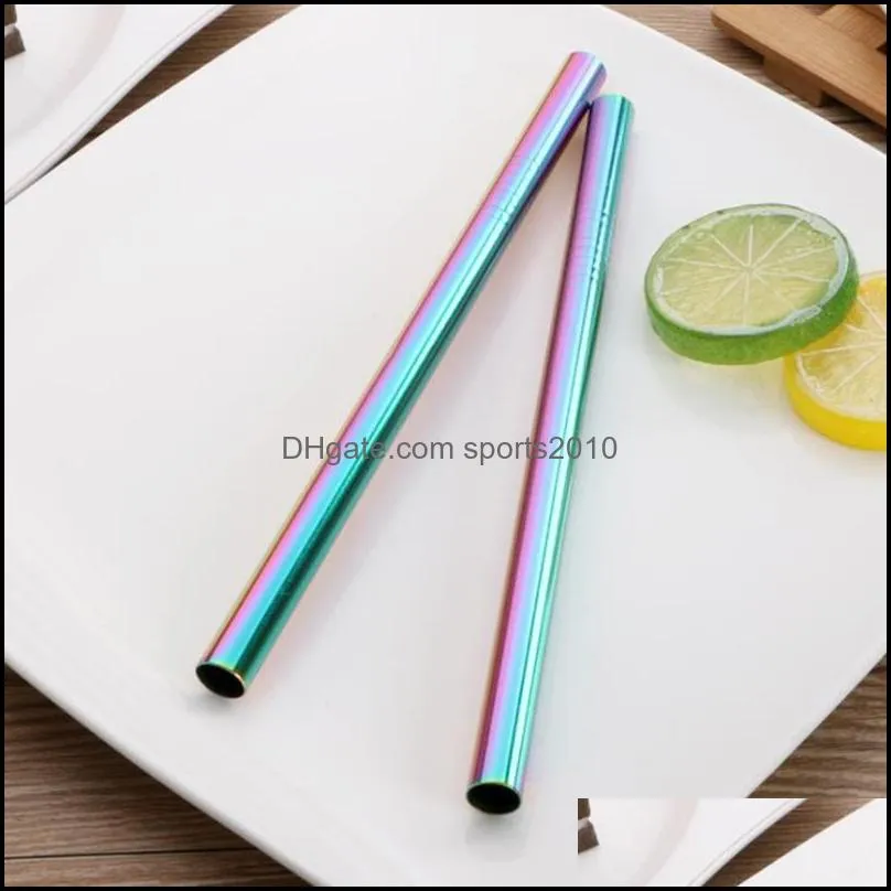 Metal Straight Drinking Straw Eco-Friendly Stainless Steel Straw Food Grade 12MM*215CM Bar Accessories fast shipping F20173913