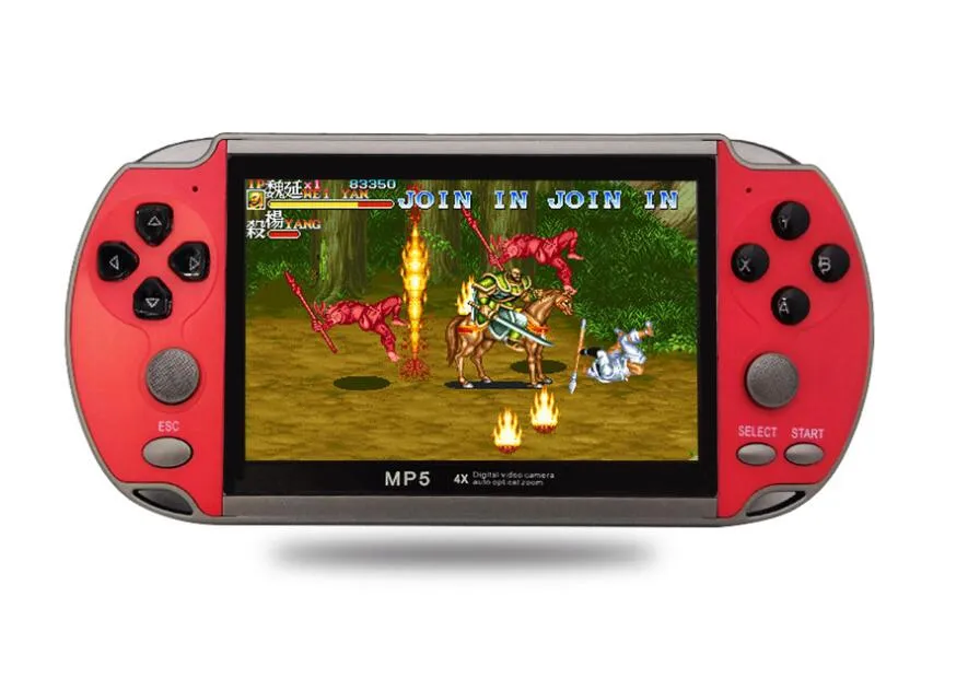 X7 핸드 헬드 게임 콘솔 플레이어 4.3 인치 LCD 디스플레이 8GB 더블 로커 6000 클래식 게임 레트로 미니 포켓 MP5 비디오 게임
