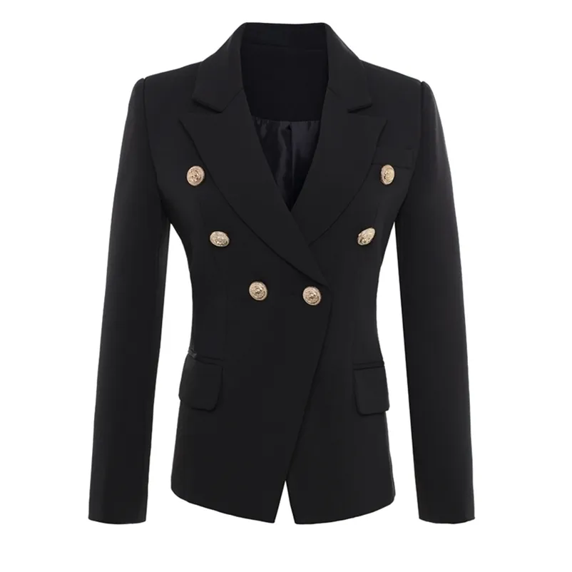 HIGH QUALITY Fashion Runway Star Style Jacket Women's Gold Buttons Double Breasted Blazer OuterwearS-5XL 211112