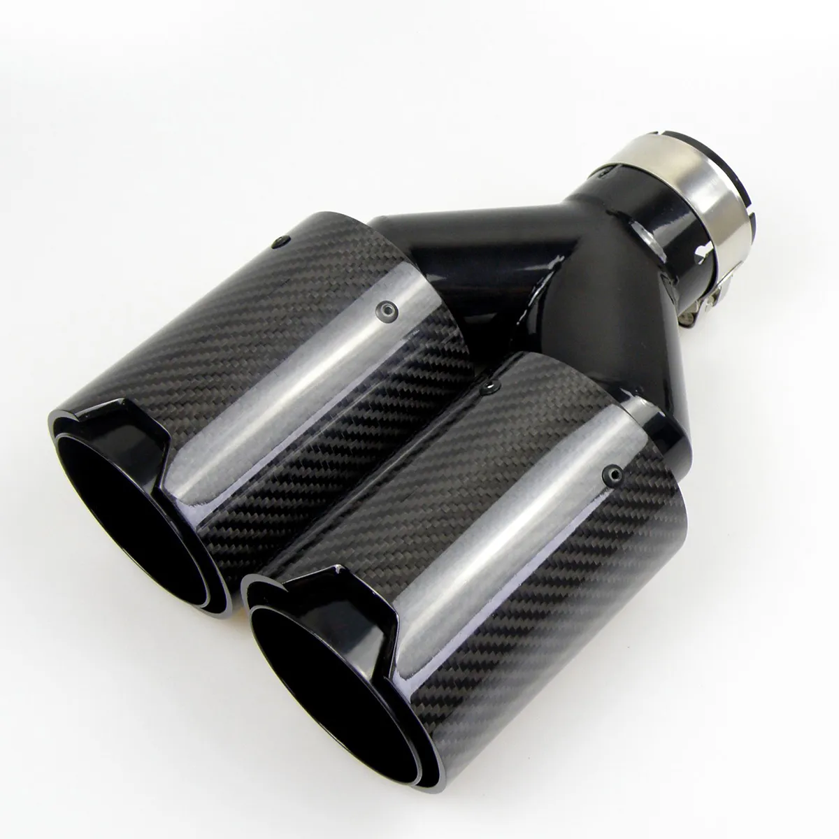 Dual Carbon Fiber + Svart Rostfritt Stål Universal M Prestanda Kolfiber Avgas Tips Avsluta rördämpare Tips för BMW