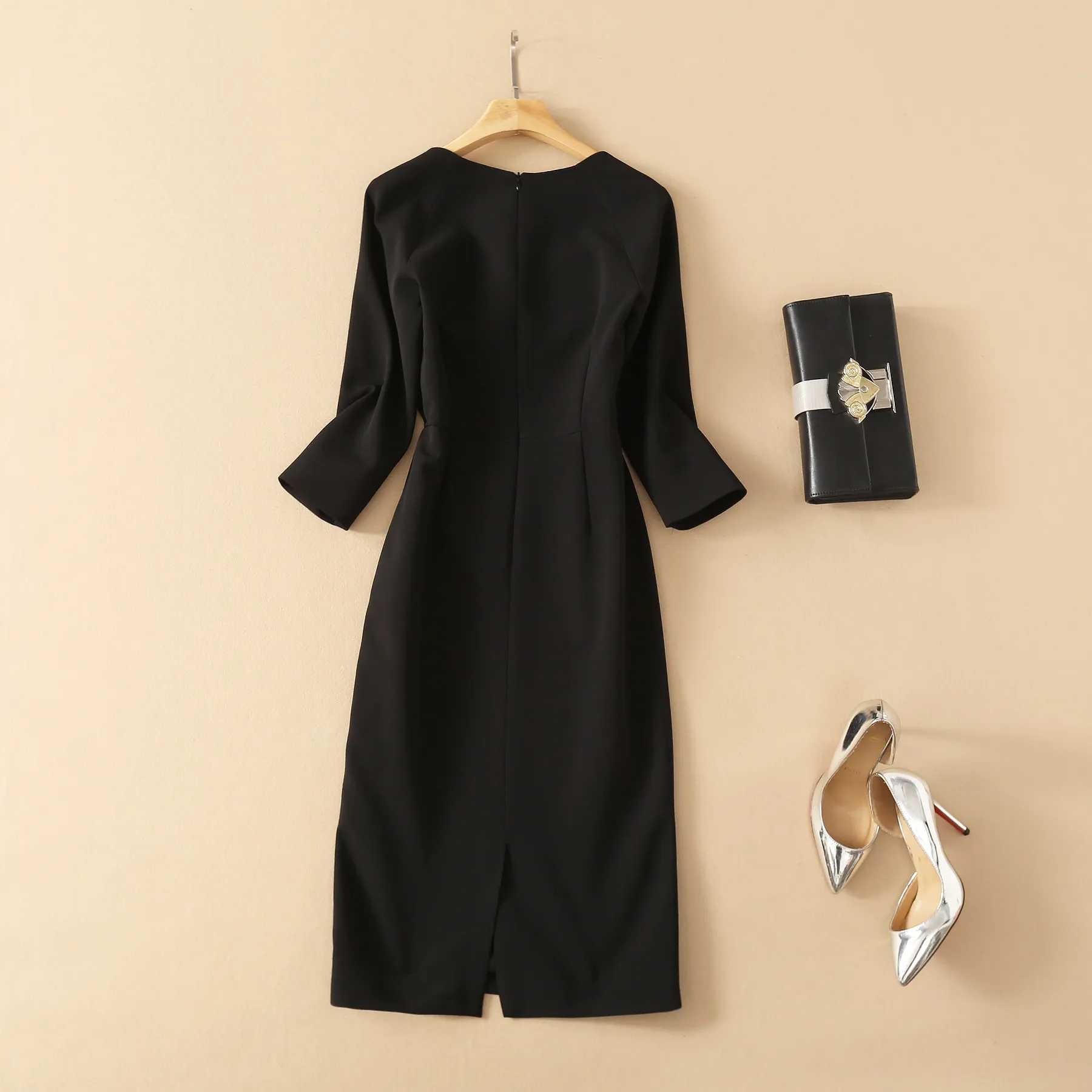 2021 Runway Empire Formal Midi Dress For Women Short Sleeve