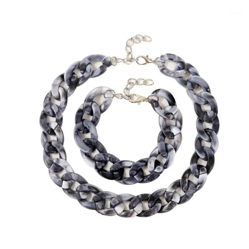 Oorbellen ketting vintage bohemien luipaard acate acryl choker armbanden sieraden set voor vrouwen meisje bruiloft accessoires geschenk