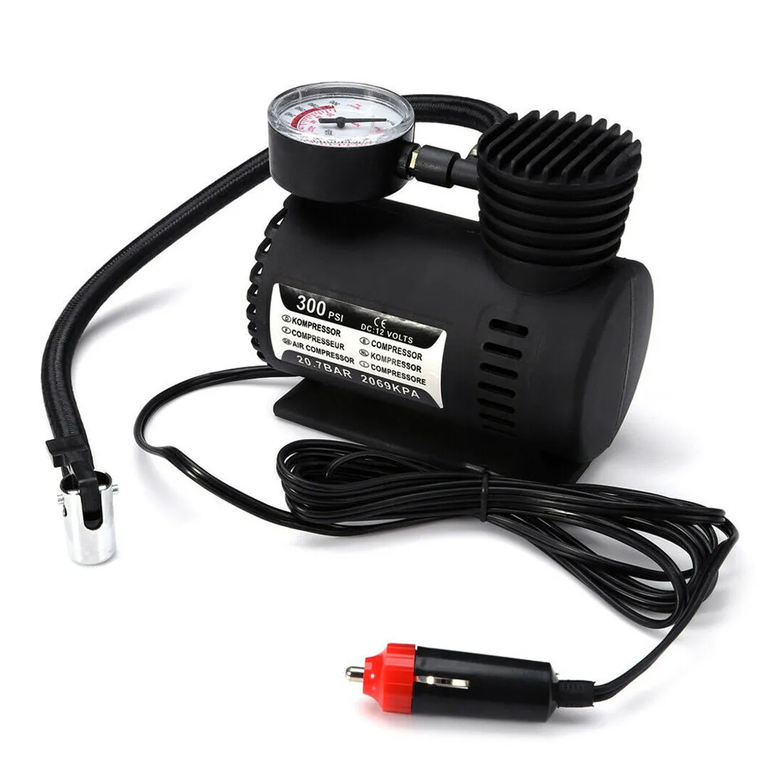 Mini 300 PSI Automotive para moto bicicleta ar compressor pneu inflator