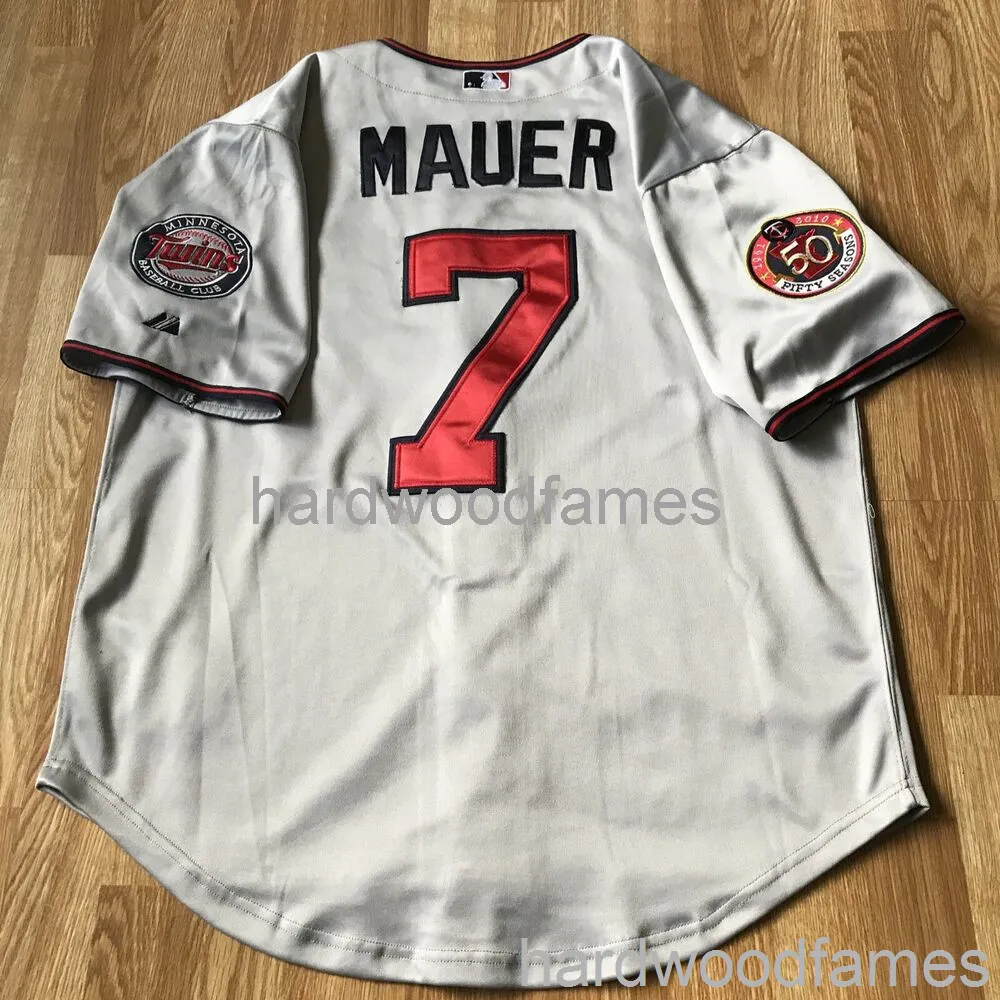 Costume Custom Joe Mauer # 7 4 Cinza Jersey Seasons Clube Remendo XS-6XL Homens Mulheres Juventude