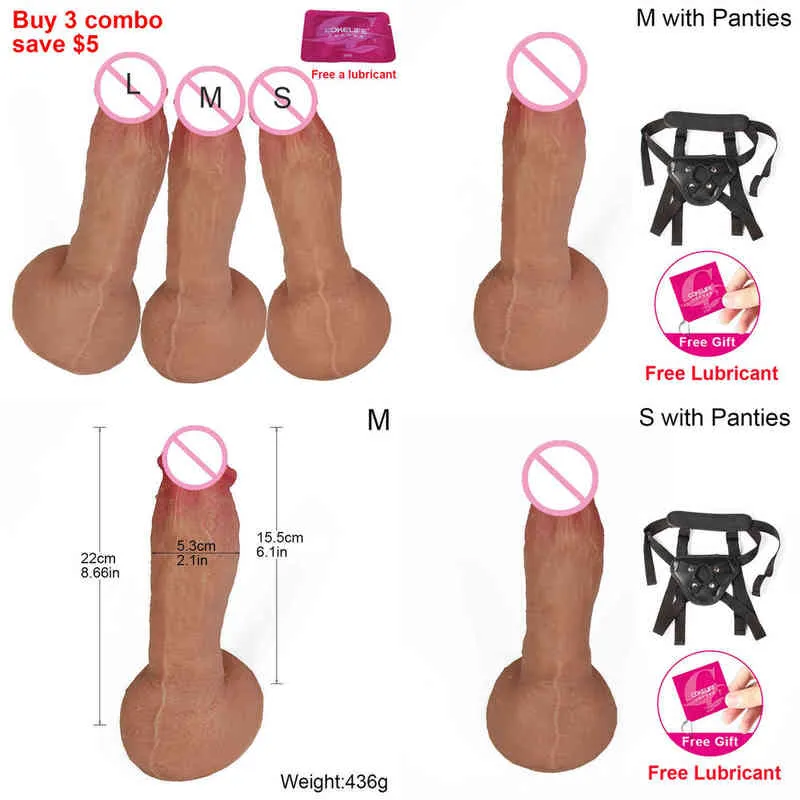 NXY DILDOS Gerçekçi Phallus Yumuşak Dildo Kadın Strapon Silikon Büyük Penis ile Güçlü Vantuz Masturbators Anal Seks Oyuncakları Yetişkinler Için XXX 0121