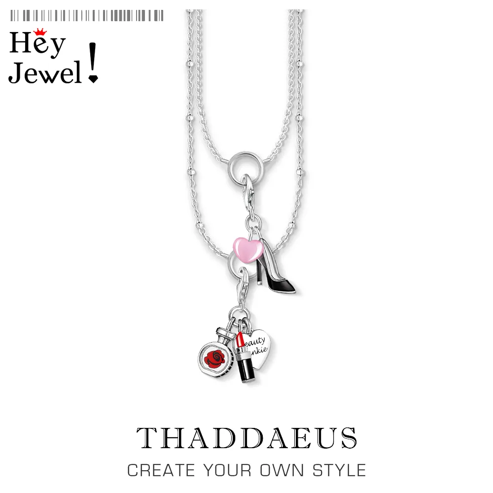 Charm Necklace Beauty Junkie & Heel,2020 Spring Brand Fashion Jewelry Europe 925 Sterling Silver Bijoux Gift For Women Girls Q0531