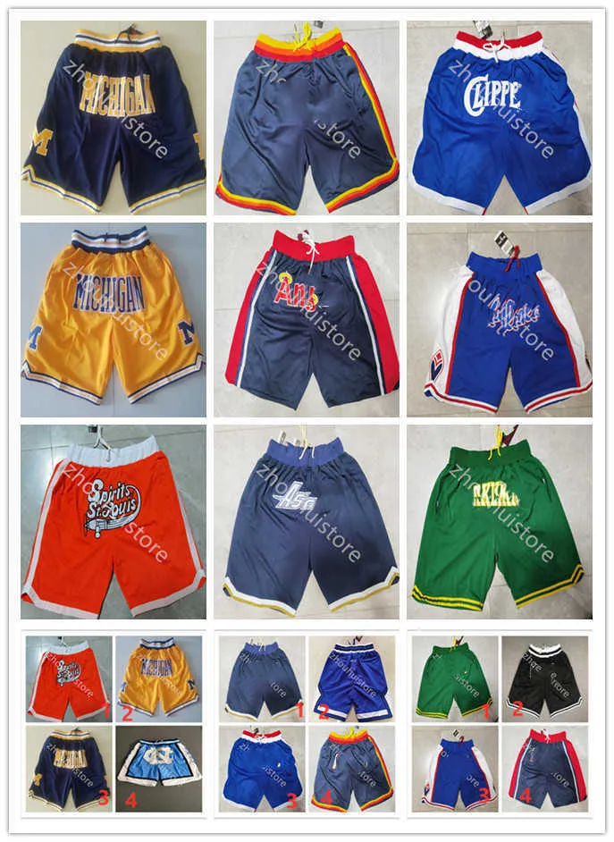 Top Quality Men Basketball Short Just Don Sport Shorts Hip Pop Pant with Pocket Zipper Sweatpants Blue White Black Red Pink Ed Baseball Pants