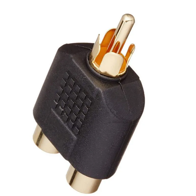 RCA Jack Y Splitter AV Áudio Video Cabo Plug Adapter 1 Masculino para 2 Female Converter