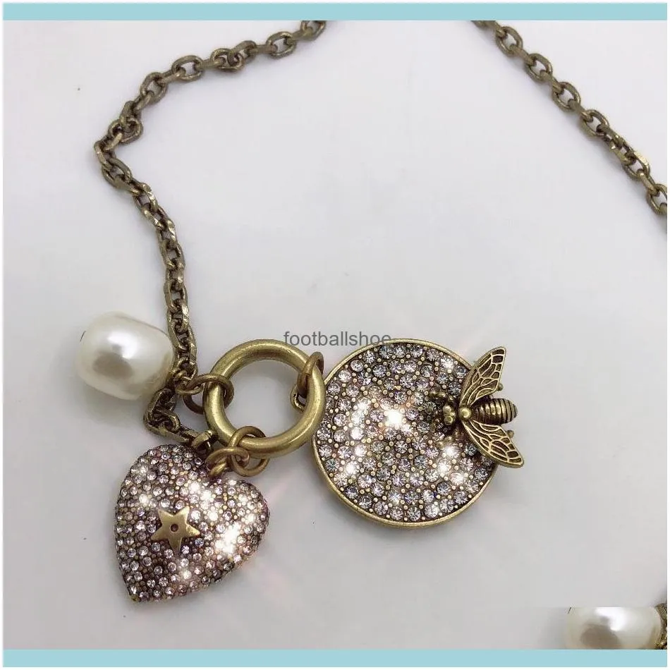 Luxury necklaces designer bronze vintage exquisite gift ladies diamonds pendant pearls party fashion AAAAA official reproductions hot brand with box