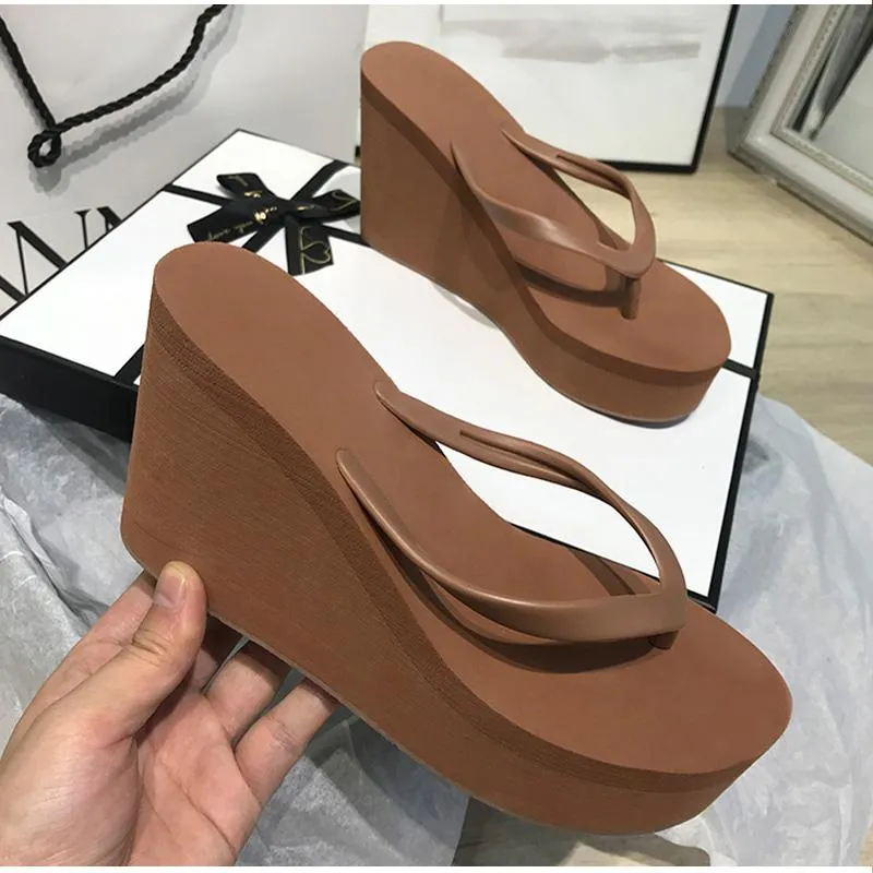 Tan wedge flip flops deals