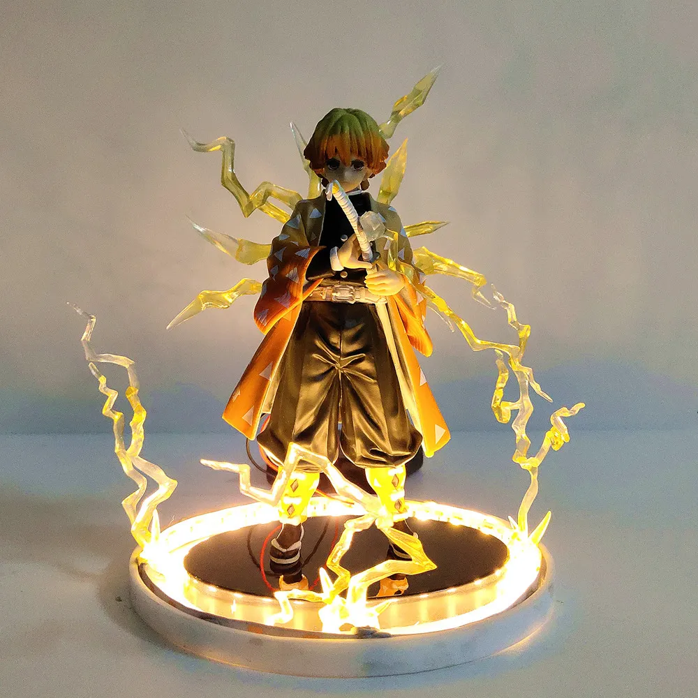 Dämon Slayer Action Anime Figuren Kimetsu keine Yaiba Agatsuma Zenitsu Nacht Lichter Led Set Figur Modell Spielzeug für Kinder Modell C0220