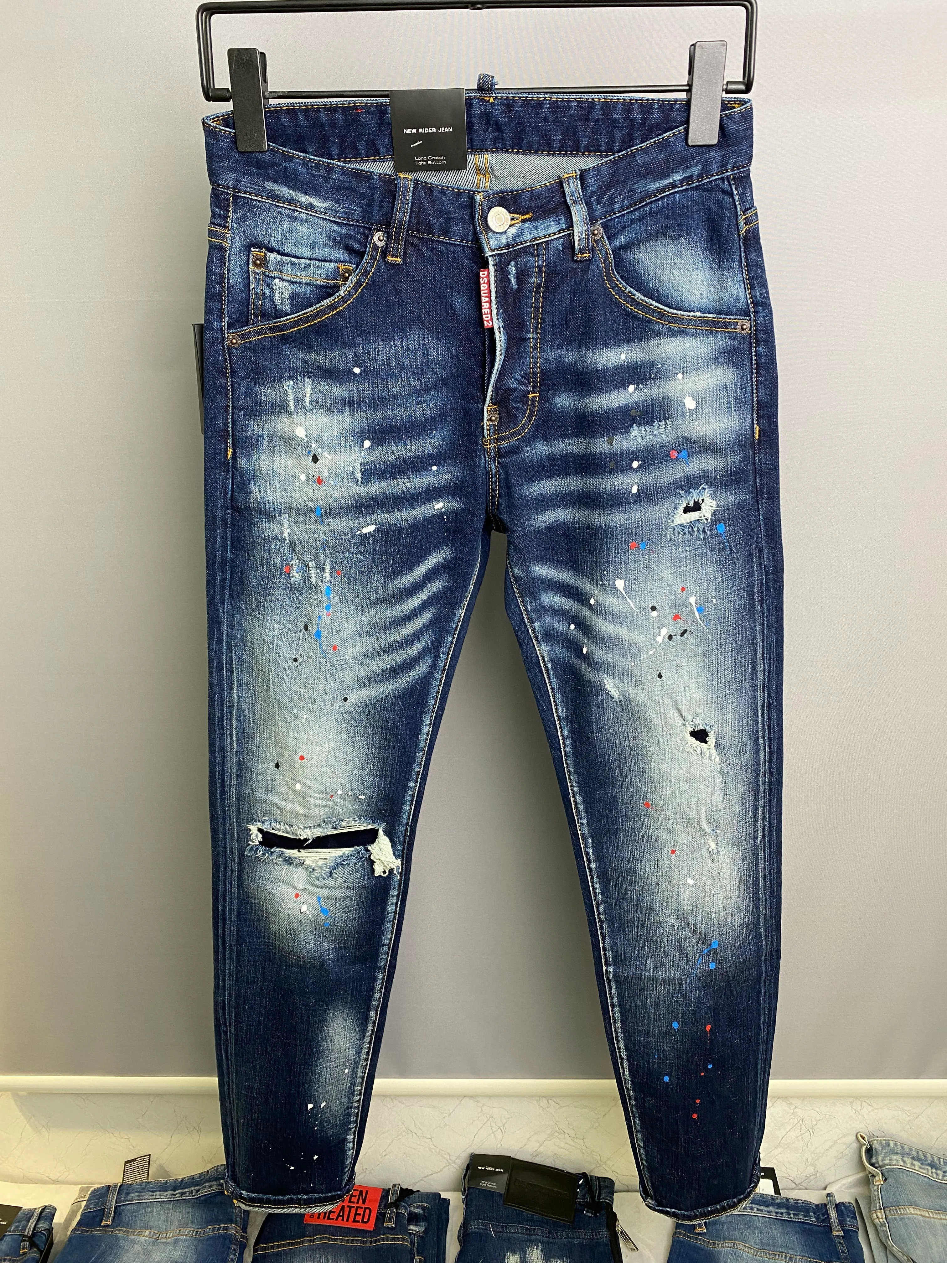 Jeans casual da uomo europei e americani di moda italiana, lavati di fascia alta, lucidati a mano, qualità ottimizzata LA9825