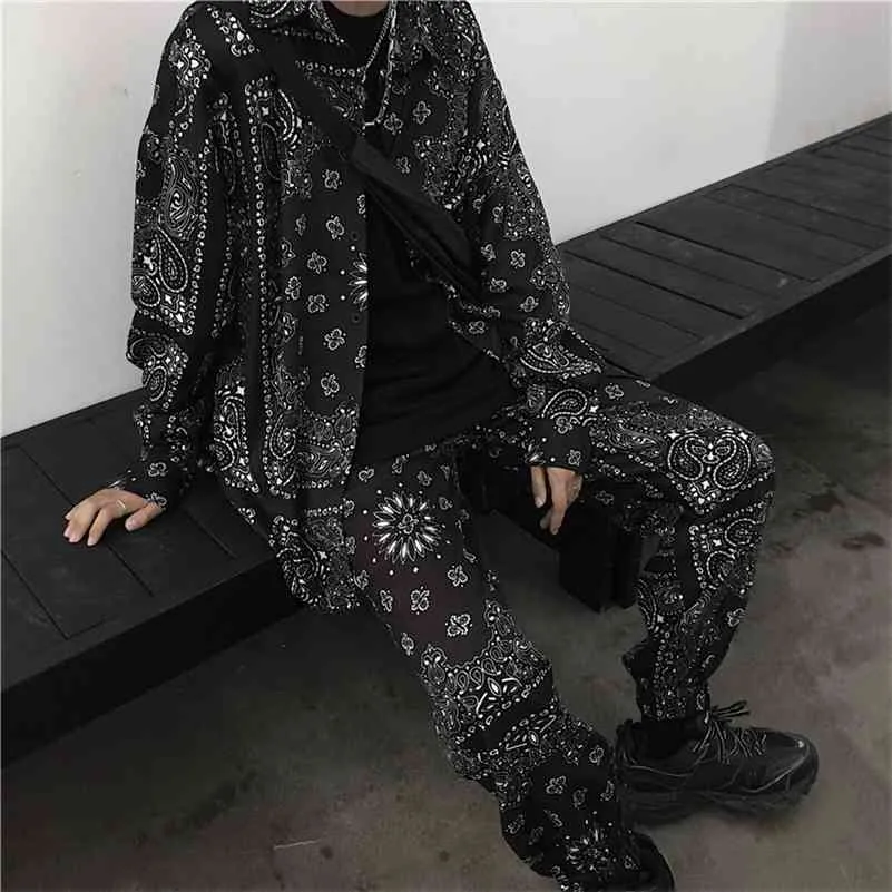 Paisley Bandana T Shirts And Pants Set Casual Two Piece Set Women Long Sleeve Outfits Joggers Tracksuit Streetwear 2 Piece Set T200618