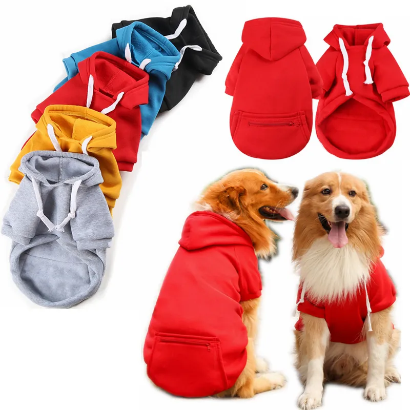 5 colori all'ingrosso cani felpa con cappuccio sublimazione vuoto abbigliamento per cani maglioni con cappello freddo felpe con cappuccio per animali tasca vestiti con cappuccio costume inverno felpa con cappuccio cappotto caldo XS A124