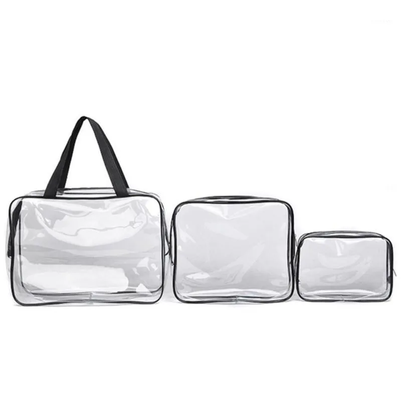 Opbergzakken PVC Materiaal Multi-Function Bag Wash Cosmetisch Transparant Drie-stuks Afwerkingspakket