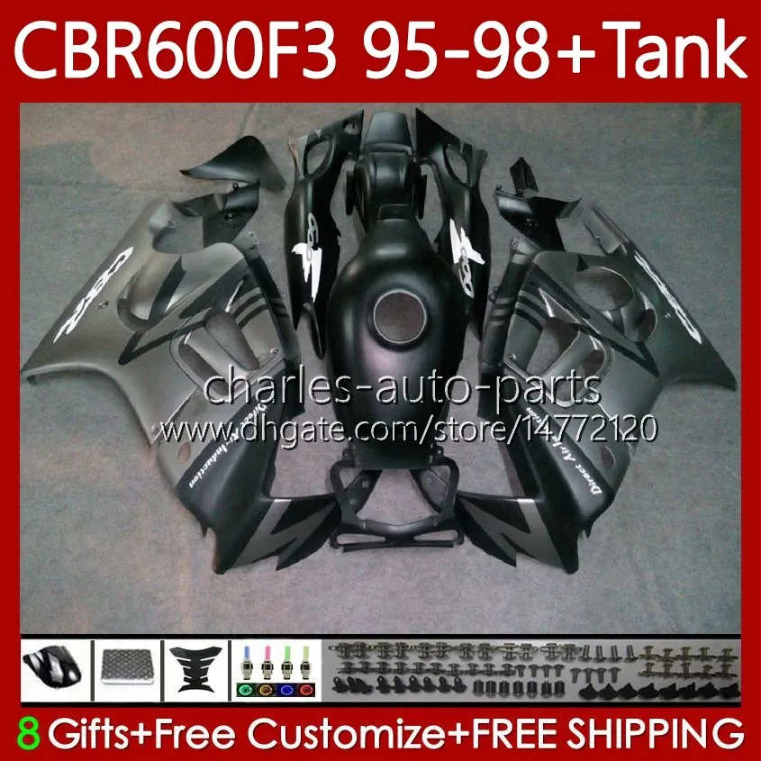 Fairings +Tank For HONDA CBR 600 600F3 CBR600 F3 FS CC 1997 1998 1995 1996 Body 64No.127 CBR600F3 600CC 600FS 95-98 CBR600-F3 CBR600FS 97 98 95 96 Matte grey Bodywork Kit