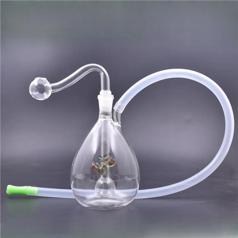 Bong de brûleur à mazout en verre femelle Bubbler recycleur Bong à eau Petit Dab Rig Oil Rigs Mini Beaker Bong avec tube en silicone et tuyau de brûleur à mazout de 10 mm