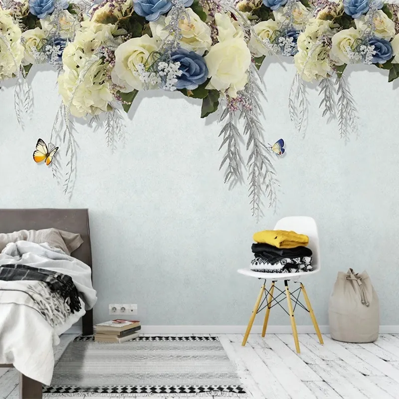 Papier peint Mural personnalisé moderne minimaliste fleur papillon salon TV fond peinture murale décor à la maison Papel De Parede 3 D