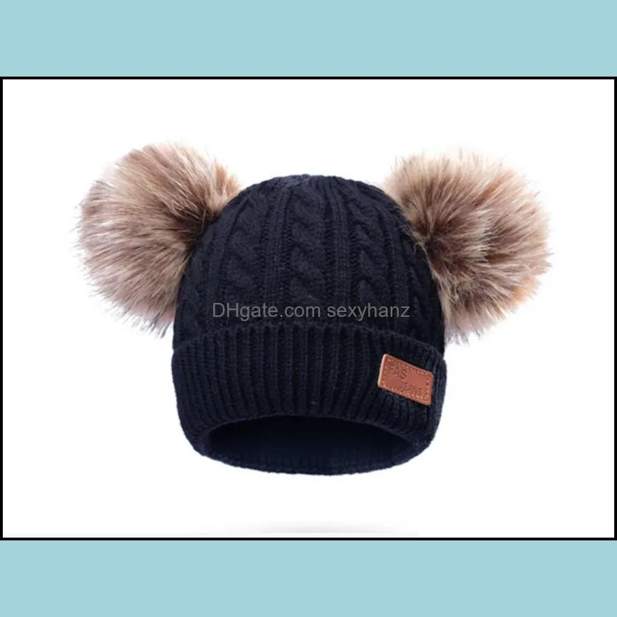 10 Styles New Winter Hats Boys Girls Knitted Beanies Thick Baby Cute Hair Ball Cap Infant Toddler Warm Caps Boy Girl Pom Poms Hat