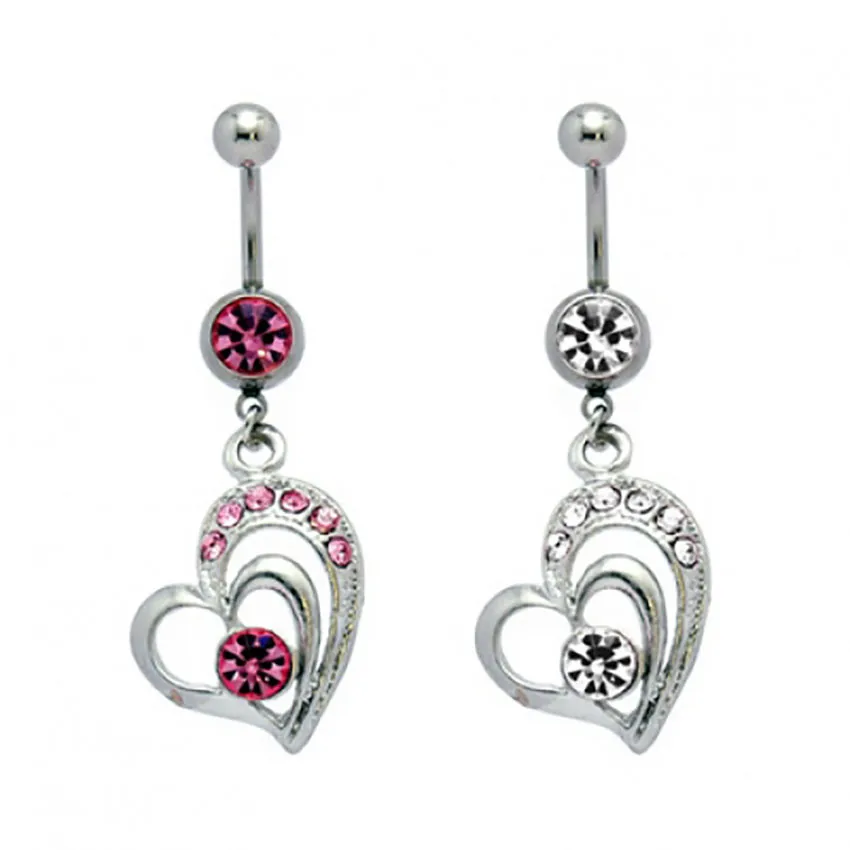 YYJFF D0039-2 (2 kleuren) hart stijl buik ring Navel Ringen Body Piercing Sieraden Dangle Accessoires Mode Charme