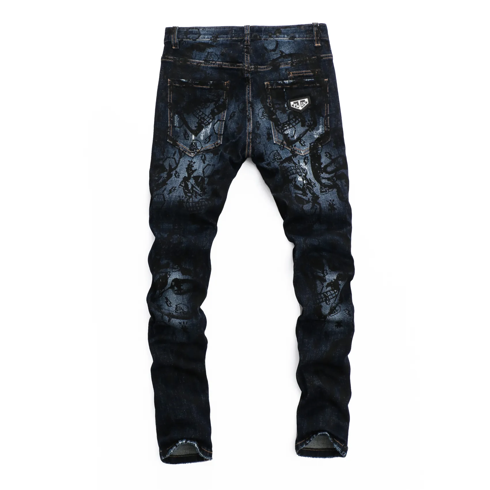 PLEIN BEAR Classique Mode PP Homme Jeans Rock Moto Hommes Casual Design Déchiré Pantalon Distressed Skinny Denim Biker Jeans 157514240k