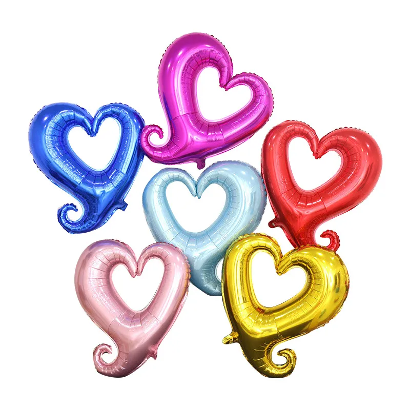 18 بوصة - خطاف القلب شكل البالونات رقائق الألومنيوم زفاف قابلة للتنفاز زخرفة الزفاف ديكور عيد الحب عيد ميلاد الطفل دش الهواء البالونات 50pcs